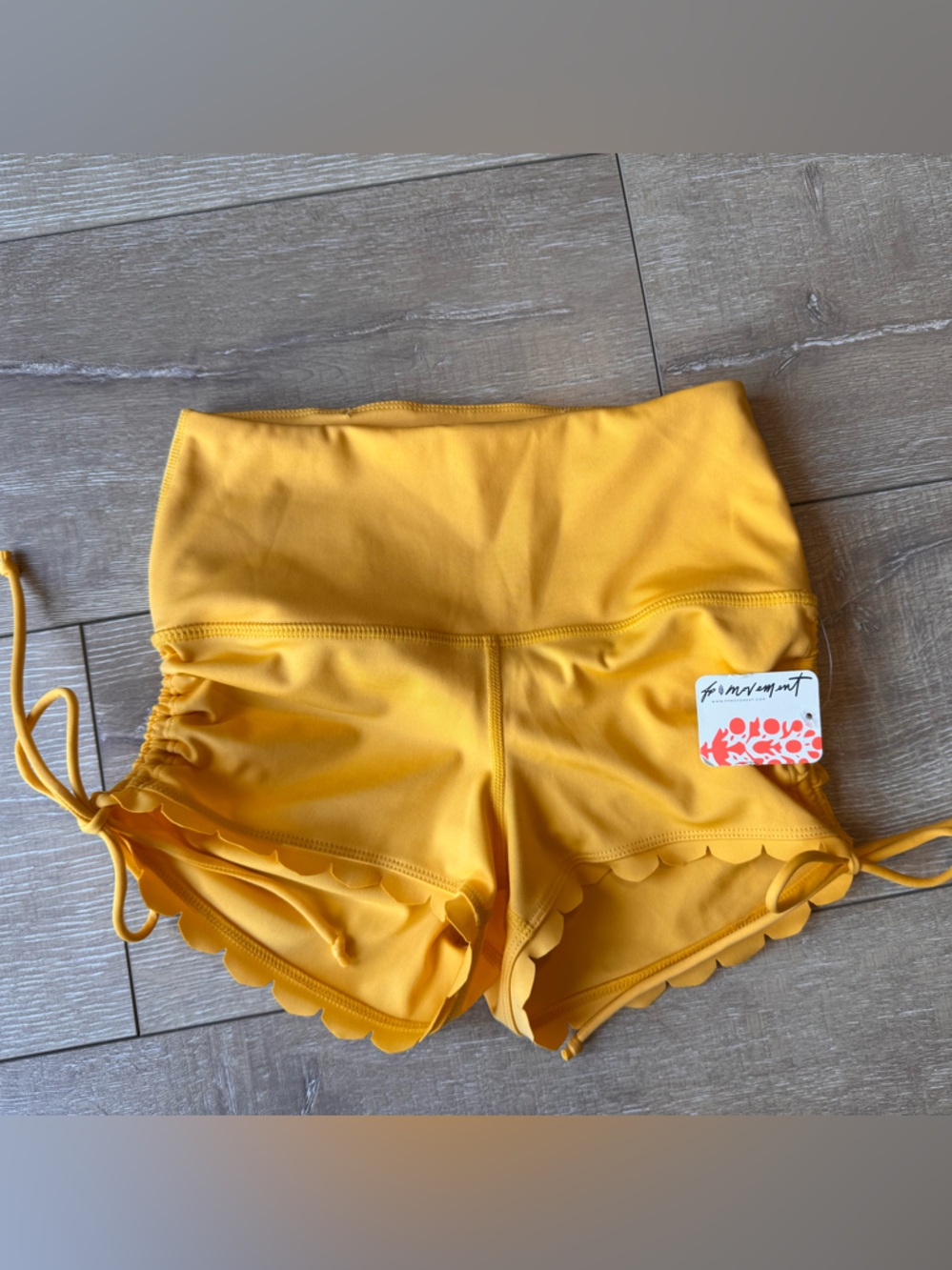 FP Movement by Free People Yellow Scallop Edge High-Waist Shorts